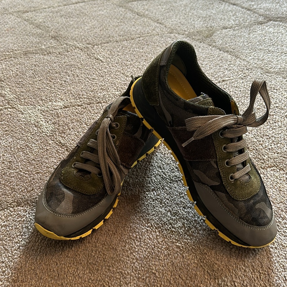 Prada Sport Shoes Sneakers Leather Trim Low Cut Camouflage SZ 39